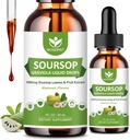 (2 Pack) Soursop Graviola Liquid Drops - 1800mg Soursop Extract - High Absorption Sour sop Bitters Liquid for Cell Support & Regeneration, Immune Support, Antioxidant, Relaxation, Sugar Free - 1 Fl Oz