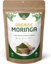 Poudre de feuille de Moringa bio – Superfood vert certifié USDA – L'énergie naturelle et le soutien immunitaire – végétalien, non-OGM, sans gluten – Moringa cru pur pour les smoothies, les thés, la cuisson – 16 oz Poche refermable
