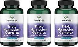 Swanson Triple Magnesium Complex - Mineral Supplement - Natural Support - Featuring Citrate, Oxide & Aspartate - (100 Capsules, 400mg Each, 3 Pack)