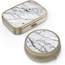 Pill Case Pill Box with Mirror Retro Small Pill Case for Purse or Pocket Bronze Pill Box or Vitamins, Fish Oil, Supplements, Pill Containe Travel Gifts（2PCS）