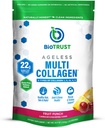 BioTrust Poudre sans âge de Peptides Multi Collagène – 5 types (I, II, III, V, X) – Poudre de Collagène Fruit pour les femmes et les hommes – Protéines hydrolysées – Boeuf herbeux, Poisson, Poulet, Membrane de coquille d'oeuf