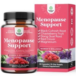 Complete Herbal Menopause Supplement for Women - Multibenefit Menopause Ease Hormone Balance for Women for Night Sweats Mood and More with Dong Quai Vitex Chaste Berry and Black Cohosh - 30 Count