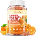 Calcium Magnésium Zinc Gommies avec vitamine D3 & K2 - Haute absorption Magnésium Glycinate 400mg - Supplément sans sucre Calcium - Support Nerve Muscle Mood & Immunity - pour adultes Hommes Femmes Enfants