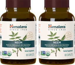 Himalaya USDA Organic Neem Herbal Supplement, 600 mg, 60 Caplets, 2 Pack