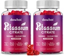Citrate de potassium 1000mg Gummies, supplément de potassium pour adultes femmes et hommes, soutien des crampes et de la santé musculaire, 120 Chewables