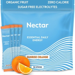 Nectar Energy Booster - Organic Caffeine, B12 & Electrolytes - Sugar Free & Zero Calorie – Healthy Coffee, Energy Drink & Soda Alternative – Hydration & Energy Drink Mix (Orange 30 Powder Packets)