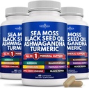 NEW AGE Silica Sea Moss, Black Seed Oil, Ashwagandha, Turmeric, Bladderwrack, Burdock - with Manuka, Honey Dandelion, ACV Black Pepper Gluten Free