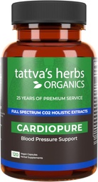Tattva's Herbs Cardiopure Herbal Ayurvedic Supplement, Ashwagandha, Rauwolfia, & Arjuna Full Spectrum Co2 Extracts, Veggie Capsules, 120 Count