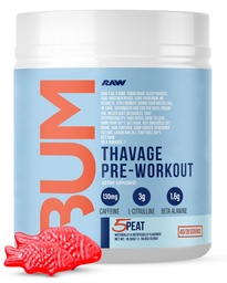 RAW Pre Workout Powder, Thavage (5 Tourbe, Gummy rouge) - Chris Bumstead Sports Supplément nutrition pour les hommes et les femmes - Cbum Pre Workout pour travailler dehors, hydratation, concentration mentale et énergie - 40 portions