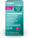 Amazon Basic Care Lansoprazole Delayed Release Capsules, 15 mg, Treats Frequent Heartburn, 14 Count