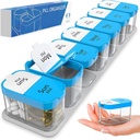 Extra Large Weekly Pill Organizer - XL Daily Pill Box - 7 Day Am Pm Pill Case Jumbo Pill Container for Supplements Big Pill Holder Twice A Day Oversized (Blue/White)
