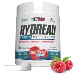 EHP Labs Hydreau Electrolytes Poudre Pas de Sucre - Poudre d'hydratation pour Endurance et Énergie - Poudre d'électrolyte pour hommes et femmes - Electrolytes sans sucre - Raspberry Refresh (40 portions)