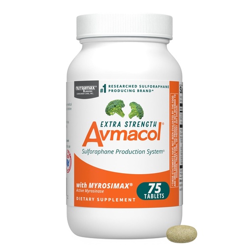 Nutramax Laboratories Avmacol Extra Strength #1 Researched Sulforaphane-Producing Brand for Detoxification with Glucoraphanin and Active Myrosinase, Immune Health, Adults & Children, 75 Tablets