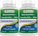 Meilleurs suppléments naturels, glucosamine Chondroïtine MSM, 2600 mg par portion, 90 capsules (90 Nombre (paquet de 2))