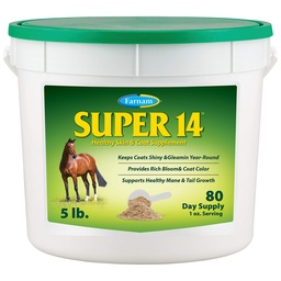 Farnam Super 14 Skin & Coat Supplément santé pour les chevaux, garde les manteaux brillants et le leaming année-round 5 livres, 80 jours d'approvisionnement