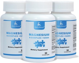 3 Bottles Sixfold Magnesium Complex | 350mg of Magnesium Glycinate, Malate, Citrate, Taurine, Oxide, L-threonate for Muscles,Nerves,& Energy, GABA Sleep Support | High Absorption | Vegan | 90 Capsules