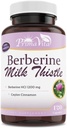 Berberine HCL 1200mg avec chardon de lait et cannelle Ceylan, activateur métabolique Ampk, système immunitaire sain et bien-être gastro-intestinal, 40 portions, 120 capsules de légumes