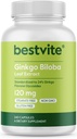 BESTVITE Ginkgo Biloba 120mg (240 Capsules) - No Stearates - Non GMO - Gluten Free - standardized to 24% Ginkgo Flavone Glycosides