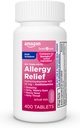 Amazon Basic Care Complete Allergy Relief, Diphenhydramine HCl 25 mg, Relieves Symptoms, Antihistamine Tablets, 400 Count