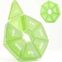 Weekly Pill Organizer, 2 Pack Portable Pill Box Medicine case 6 Colors (Seven Day) New Edition for Vitamin/Fish Oil/Pills/Supplements-Arthritis Friendly (Green)