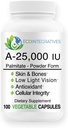A-25 000 iu Palmitate Vegan, forme de poudre (100 capsules) Non-OGM, soutient la vision faible lumière, le support immunitaire, l'intégrité cellulaire de la peau et des os, antioxydant