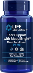 Support pour prolonger la durée de vie avec MaquiBright®, 60 mg, extrait de baie de Maqui pour les yeux secs, soutient la santé des yeux, encourage la production de la tear, sans gluten, sans OGM, 1 jour, végétarien, 30 capsules