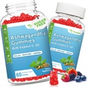 2 Pack Ashwagandha Gummies with Vitamin D for Women & Men, Sugar Free Vegan 1000MG Ashwagandha Supplement Gummy & Vitamin C, 120 Count