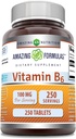 Amazing Formulas Vitamin B6 Supplement | 100 Mg per Serving | Tablets | Non-GMO | Gluten-Free | Made in USA (1 Pack, 250 Count)