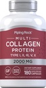 Piping Rock Multi Collagen Protein Capsules | 180 Count | 2000mg | Types I, II, III, V, X | Complex Blend | Non-GMO, Gluten Free