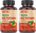 DEVA Multivitamine végétalienne et supplément minéral avec 2-Pack de fer, Spiruline, Chlorella, Ashwagandha, Brocoli et plus, 90 comprimés enduits chacun