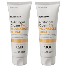 McKesson Crème antifongique, 2% Nitrate de Miconazole - Soulage les démangeaisons, les brûlures, les cracks de Jock Ditch, Ringworm et le pied d'athlète - 4 onces, 2 Comte