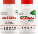 Full Life Hydrolyzed Collagen and Moringa Oleifera Capsules - Suppléments diététiques - pilules de collagène bovine pour femmes et hommes, sans gluten - Capsules de légumes
