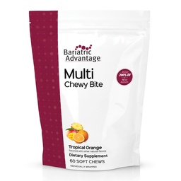 Bariatric Advantage Multi Chewy Bite - Soft Chew Multivitamin for Bariatric Surgery Patients - Chewable Multivitamin with Folic Acid, Vitamin D3 & More - Tropical Orange Flavor - 60 Count