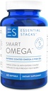 Essential Stacks Smart Omega 3 - Burpless Fish Oil - 1400mg EPA DHA Per Serving, Enteric Coated (60 Capsules)