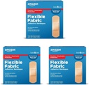 Amazon Basic Care Flexible Fabric Adhesive Bandages, First Aid and Wound Care Supplies, All-One Size, 100 Count (Pack of 3)