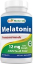Meilleurs naturels Melatonine 12 mg (1 an d'approvisionnement) - Aide au sommeil de nuit sans médicament - Melatonine pour le sommeil et la détente, 365 Nombre (365 Nombre (paquet de 1))