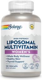 SOLARAY Liposomal Multivitamin for Women, Enhanced Absorption, High Potency w/Iron, Vitamin D, Vitamin C, B12, Biotin, CoQ10, Immune Support, Bone Health, Vegan, 60 Servings, 120 VegCaps