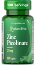 Puritan's Pride Zinc Picolinate Zinc 25mg with Calcium and Phosphorus, Vegetarian Dietary Supplement for Immune System, Energy Metabolism, Cell Division and Growth Support, 100 Caplets