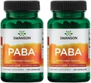 Swanson PABA - Powerful B Complex Supporting Red Blood Cell Formation - Folic Acid Component Aiding Supply Oxygen to Cells and Skin Health Support - (120 Capsules, 500mg Each) (2 Pack)