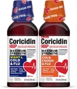 Coricidin HBP Force maximale Cold & Flu Day & Night sans sucre liquide Twinpack, médicaments froids sans décongélation pour adultes avec une pression artérielle élevée -12 Fl Oz (paquet de 2)