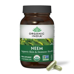 ORGANIQUE INDIA Neem Leaf Capsules - Supplément à base de plantes, soutient la santé de la peau et immunitaire, végétalien, sans gluten, certifié biologique USDA - 90 Compte