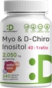 Myo-Inositol et supplément D-Chiro Inositol pour les femmes (40:1) $ 2,050mg par portion $ 240 Capsules de légumes avec folate, vitamine D3 et vitex $ Balance hormonale et soutien du cycle $ Non-OGM