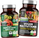 Number One Nutrition N1N Premium Plant-Based Multivitamin [86 Powerful Ingredients] and Organic Superfood Greens [28 Powerful Ingredients], to Support Gut Health and Overall Wellness, 2 Pack Bundle