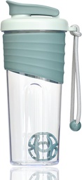 Protein Shaker Bottle 24oz – Teal Transparent Tritan with Measurement Scale, Silicone Grip & Teal Shaker Ball – Perfect for Protein Shakes, Smoothies, and Supplements