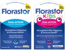 Florastor Family Probiotic Bundle - 30 ct. Probiotic for Digestive + Immune Health & 20 ct Kids Daily Probiotic - Unflavored Powder Sticks - Boost Good Bacteria & Flush Out The Bad