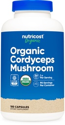 Nutricost Cordyceps Mushroom Capsules 1100mg, 90 Serv - CCOF Certified Made with Organic, Gluten Free, 550mg Per Capsule (180 Capsules)