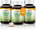 Lovita Odorless Garlic Capsules, 5000mg Fresh Garlic Equivalent, 1.25% Allicin Extract, Supports Heart, Blood Pressure, Cholesterol & Immune System, Non-GMO, Gluten-Free, 180 Vegan Capsules