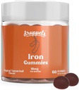 Droppels Iron Gummies 18mg for Women and Men – Vegan Plant-Based Iron Supplement | Supports Energy & Blood Health | Pectin-Based, Non-GMO, Gluten & Gelatin Free | Tamarind Flavor, 60 Count