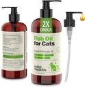Deley Naturals Huile de poisson sauvage pour les chats avec 2X Omega - Huile de poisson de chat avec la plus haute puissance EPA & DHA - Omega 3 pour les chats pour Shedding, Skin, Coat, Joints, Coeur et système immunitaire - Fabriqué aux États-Unis