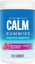 Natural Vitality Calm, Magnesium Citrate Supplement, Stress Relief Gummies, Supports a Healthy Response to Stress, Gluten Free, Vegan, Raspberry Lemon Flavored, 240 Gummies